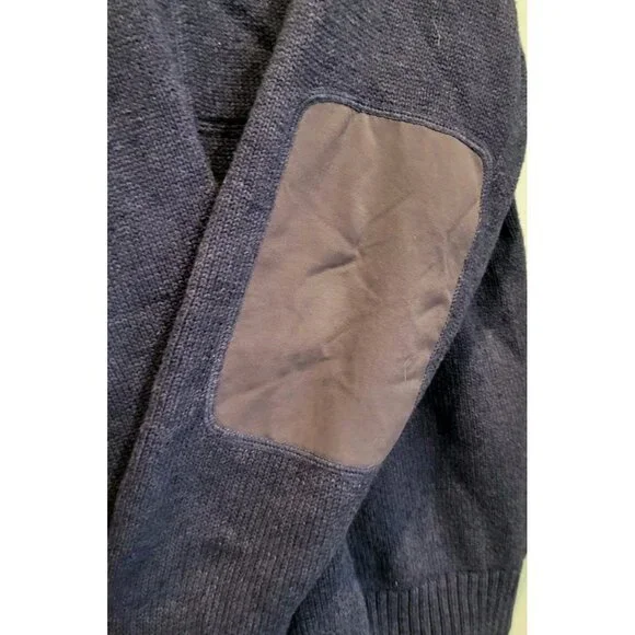 Mens Duluth Blue Wool Blend 1/4 Zip Sweater Pocket Elbow Patch Sz XL - Picture 4 of 8